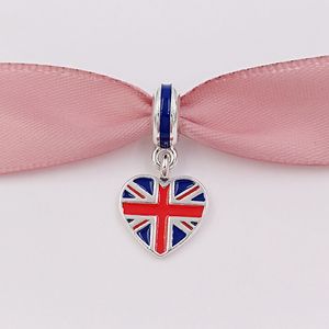 925 Minchações de prata Grã -Bretanha Pingente de charme de bandeira do coração se encaixa no colar europeu Pandora Style Bracelets para jóias fabricadas 791512enmx annajewel