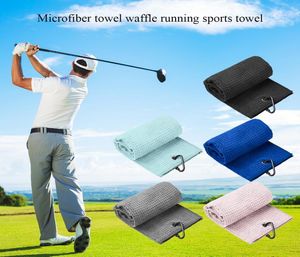 Folded Microfiber Waffle Golf Towel with Carabiner Clip Sports Running Yoga Soft Towels8611402