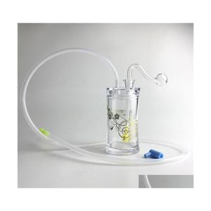 Rökrör mini oljebrännare bong tjock plast akrylvattenrör med 2 st 10 mm manliga pyrex glas rör sile st rör droppe leverera dh0q7