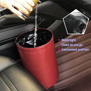 Interior Accessories Car Trash Can Portable Rubbish Bin Wastebasket Folding Garbage Bag Storage Box Leak-Proof Auto Organizer