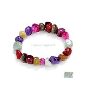 Geometria di perline Braccialetti di agata naturale per ragazze Dichiarazione di gioielli Colore in pietra all'ingrosso di pietra all'ingrosso Braccialetti braccialetti Donne Dhgoc