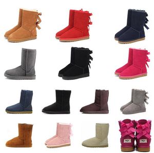 Hot Sell Classical 5062 3280 Bow Women Snow Boots Black Chestnut Pink Blue Grey Red Bowknot Keep Warm Short Boot Womens Shoes Winter Boots Uggitys