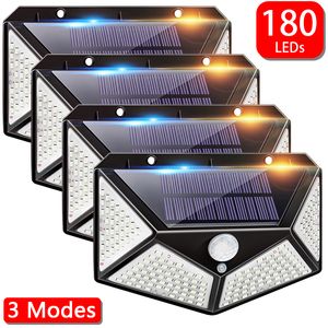 Garden Decorations 180 Solar LED Light Outdoor Lamp with Motion Sensor Spotlight Waterproof Sunlight Street for Outside 221202