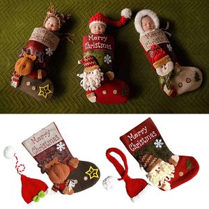 CAPS HATS JUL STOCKING KITS Baby Sleeping Bag Po Props Costume Santa Snowman Reindeer Xmas Character 3d Holiday Gift With Hat 221203