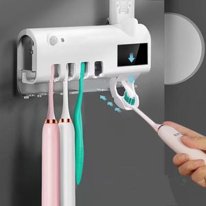 Automatic Toothpaste Squeezer Dispenser Antibacteria Ultraviolet Toothbrush Holder Sterailizer Bathroom Accessories Solar Energy