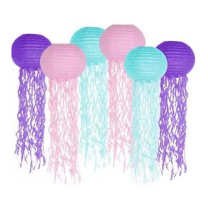 Factory Party Decoration Jelly Fish Paper Lanterns Hanging Lantern for Mermaid Theme Under The Sea Ocean Birthday Party Decorations