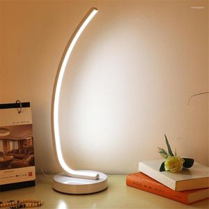 Lampade da tavolo Lampada a LED Lampada da comodino moderna minimalista dimmerabile curva a 3 colori per camera da letto, soggiorno, ufficio