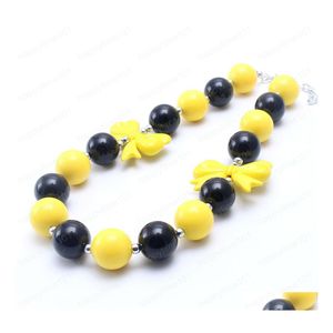 Pendant Necklaces Yellowaddblack Color Baby Kid Chunky Necklace Cute Bow Girl Kids Bubblegum Bead Children Jewelry Drop Delivery Nec Dhztr