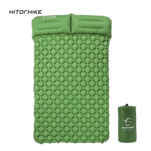 Outdoor Pads Hitorhike innovative sleeping pad fast filling air bag camping mat inflatable mattress with pillow life rescue 1.2g cushion 221203