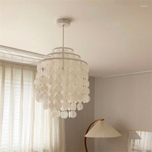 Chandeliers Art Deco Chandelier Shell Lamps Restaurant Lighting Aisle Bedroom Lights E27 Flush Mount With Seashell Pendants