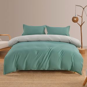 Bettwäsche-Sets im amerikanischen Stil, Frühlings- und Herbst-Set, hellgrün, grau, King-Size-Bett, Einzelbett, Bettbezug, Kissenbezug, Bettwäsche, 4 Stück 221206