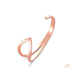 Bangle Designer Exquisite Alloy C Shape Open Armband Bangles Rose Gold Sier Color Metal Simple Jewelry for Women Drop Delivery Dhejz