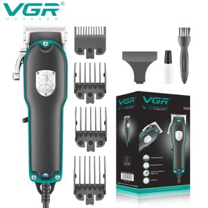 Máquina de corte de cabelo com barbeadores elétricos VGR Profissional Clipper Wired Cut Barber Trimmer para homens V-123 221203