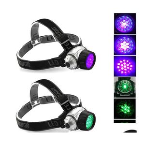 Head Lamps 19 Led Headlamp 4 Light Modes Adjustable Green Uv For Hydroponics Horticture Grow Detects Scorpions Pet Urine Stains Drop Otw9O