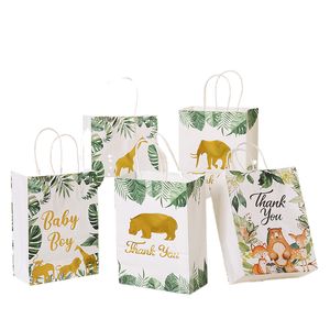 Present Wrap 6pcs/Set Jungle Safari Animal Zoo Paper Bags For Birthday Party Candy Baby Shower Supplies TC095 221202