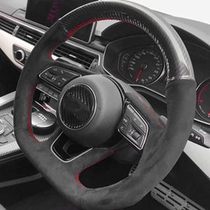 Tampa de dire￧￣o de carro personalizada envolve acess￳rios para carro de couro n￣o deslizante de camur￧a para Audi A4 A6 A3 A5 Q5 Q3 Q7 A8 TT Q2L