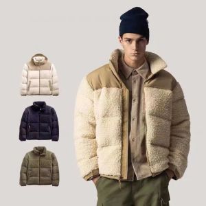 designer mens jackets parkas winter fleece jackets outerwear stand collar north parka down coats fur coat men warm thickened lamb puffer1