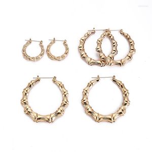 Hoop Earrings Large Bamboo Joint Statement Women Hip-Hop Golden Big Circle Stud Earring Female Heart Punk Party Fashion Jewelry