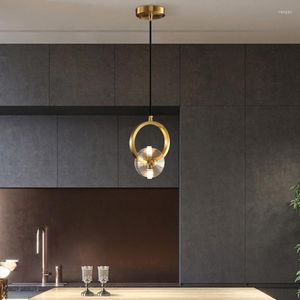 Pendant Lamps Nordic Post-Modern Chandelier Dining Table Bar Counter Bedroom Living Room Restaurant All Copper Luxury Crystal Light Fixtures