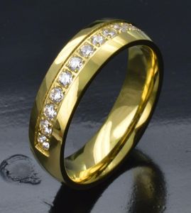 Women Gold Tone Stainless Steel CZ Wedding Engagement Ring Band R276B SIZE MS6188766