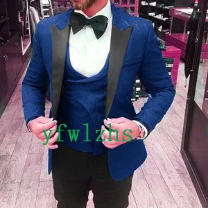 Yakışıklı damat smokin kabartma adamın takım elbise zirve yaka sağdıç düğün/balo/akşam yemeği adam blazer ceket pantolon yelek kravat n0180