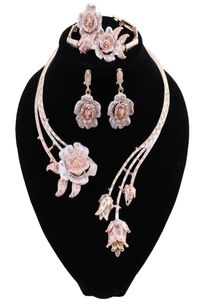 Bridal Gift Nigerian Wedding Brand Jewelry Set Fashion African Beads Jewelry Set Dubai Gold Necklace Earrings Set5337328