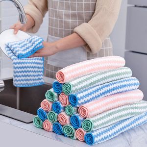 Table Napkin 20Pcs Striped Flower Household Kitchen Towels Absorbent Thicker Microfiber Wipe Towel Cleaning Dish Washing Cloth