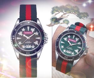 Lüks severler arı yıldız büyük kuvars saatler erkekler ve kadınlar çiftler elmas yüzük kırmızı mavi naylon deri kemer moda altın bilezik bayanlar izle hediyeler montre de luxe