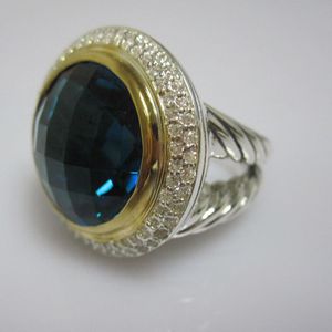 Solide Sterling Silber Ringe 925 18mm Blau Topas Cerise Ring für Frauen Design Marke Schmuck Weihnachtsgeschenke