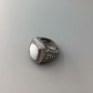 Vintage-Ringe aus 925er-Sterlingsilber für Damen, feiner Schmuck, 11 mm weißer Achat-Ring, Geburtstagsfeier-Geschenk