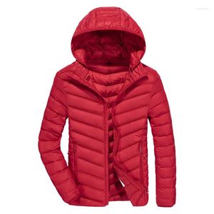 Piumino da uomo Autunno Inverno Parka da uomo leggero moda colletto con cappuccio giacca tinta unita taglia grande M-4XL cappotto caldo Parka Hombre