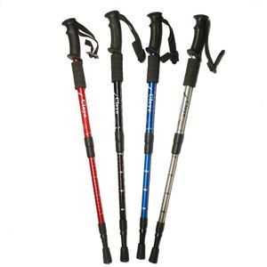 Trekking Poles Outdoor Hiking Anti Shock Walking Sticks Telescopic Climbing Ultralight Canes With Rubber Tips Protectors 221203
