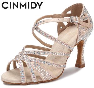 CINMIDY Women Latin Dance Shoes Rhinestones Soft Bottom Salsa For Dancing Ladies Sandals Women039s Wedding Hight Heels 75CM 227602186 on Sale