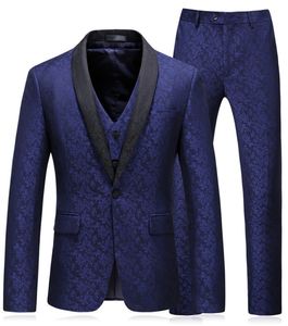 Men's Suits Blazers Fashion Suit Patterned Groomsmen 3 Pieces Slim Fit Tuxedos For Party Blazer Vest Pants 221202