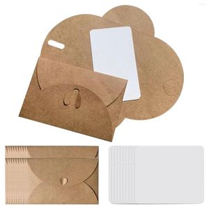 Gift Wrap 40pcs With 40 Cards Brown Paper Envelope Wedding Party Invitation Thank-you Note Blank Heart Closure DIY Greeting Christmas