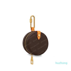 2021 Монетный кошелек круглый корпус Женские кошельки женские кошельки коричневая цветочная кожа mini с пакетной коробкой x8x4cm LRC U
