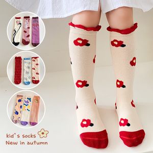 Leggings Tights 3 Pairs Lot Cute Cartoon Cotton Long Socks For Girls Autumn Knee Children Kawaii Ruffle Baby Stockings 3 12 Yrs 221203