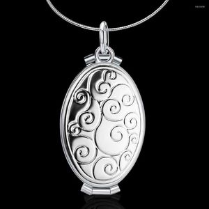 Kedjor Magic Po Memory Floating Locket Oval Pocket Watch Pendants for Fashion Halsband Silver smycken Kvinnor