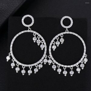 Brincos dangle Godki Luxury Long Tassel Gotas para Bridaltrendy Cubic Zirconia Women Wedding Party Jewelry Addiction 2022