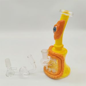 8 tum 20 cm 3d gult monster glas bong vattenr￶r vattenpipa ￥tervinnare gemensam r￶kare bubblare 14mm sk￥l och banger us warehouse