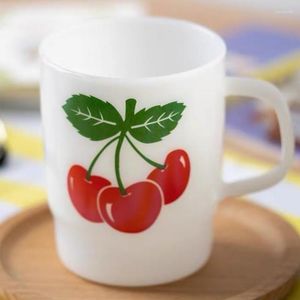 Mugs Milk Coffee Glass Cup With Handle Drinkware Medieval Style Retro French Cherry Heat-Resistant High Temperature Microwaveable