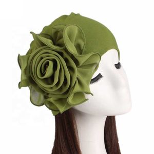 Damer stora blommiga stretchig beanie hatt och huvudomslag för kvinnor elegant kemoterapi hatt bambu fiber turban