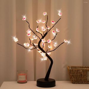 Nattljus Cherry Tree Bonsai Lamp Vacker dekorativ blommlig ljus med 36 lysdioder USB eller batteridriven IP66 Vattent￤t LED