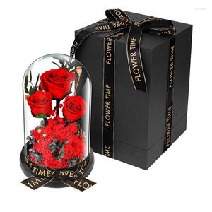 Dekorative Blumen, künstliche LED, ewige, konservierte Rose in Glaskuppel, für immer Liebe, Hochzeitsgeschenk, Valentinstag, Muttertagsgeschenk für Frauen