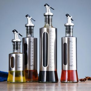 Herb Spice Tools 200300500ml Clear Cooking Seasoning Oil Bottle Dispenser Sauce Bottle Stainless Glass Storage Bottles with Scale for Kitchen 221203