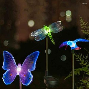 Solenergi LED -lätt fjäril Dragonfly Bird Outdoor Garden Lawn Pathway Landscape Lamp I88