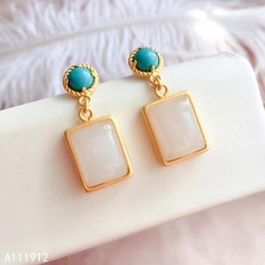 Stud Earrings KJJEAXCMY Fine Jewelry Natural White Jade 925 Sterling Silver Women Ear Studs Support Test Classic