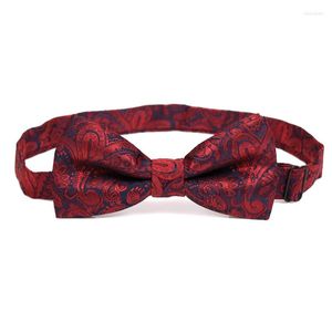 Bow Ties Mane Marriage Wedding Paisley Tryckt Bowties Mens Solid Fashion Ceremony Wine Red Black Cravat For Men Gravatas