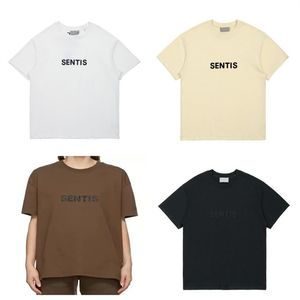Mens coola skjortor Kvinnor Designers T Shirt Solid Color Chest Letter Pr￤gling Besv￤rande Black Size M-3XL Streetwear Par Black White Round Neck Tshirts