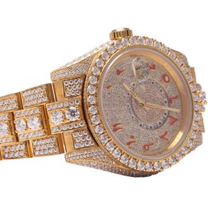 손목 시계 손목 시계 아이스 아웃 vvs1 다이아몬드 럭셔리 시계 수제 핸드 메이드 사용자 정의 다이아몬드 남성 시계 제조업체 벌금